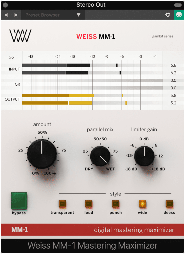 The wide setting of the MM-1 is a great option for stereo expansion when mastering.