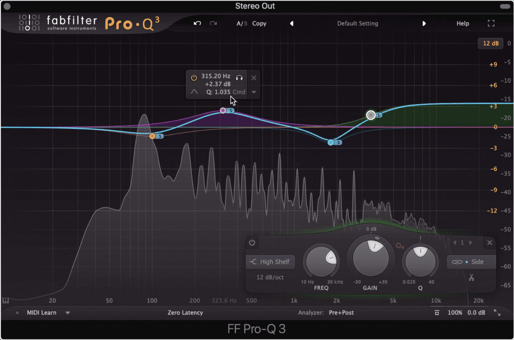 Here's a potential mid-side EQ curve. The high shelf filter and other boosts will increase the stereo width of the master.