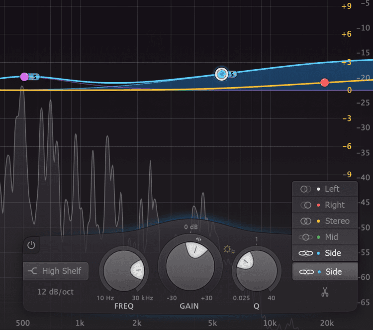 A high-shelf filter on the side image sounds good more times than not.