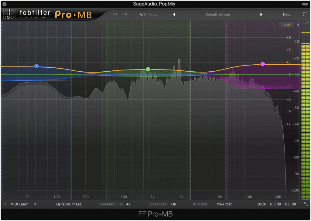 Multiband compression let me augment the kicks, vocals, and high hats.