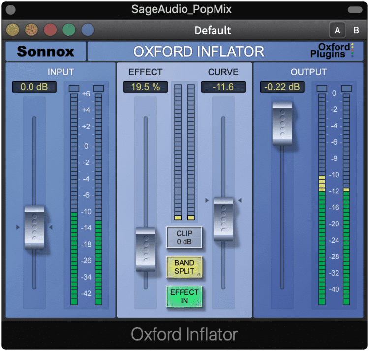 Inflator helped with the tone fo the signal by introducing mild distortion and upward compression.