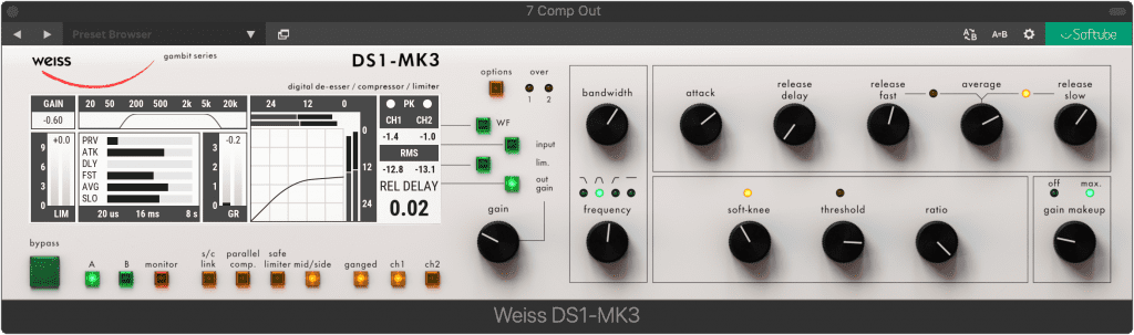 Lastly, I compressed the mid-band again to get more body from the signal.