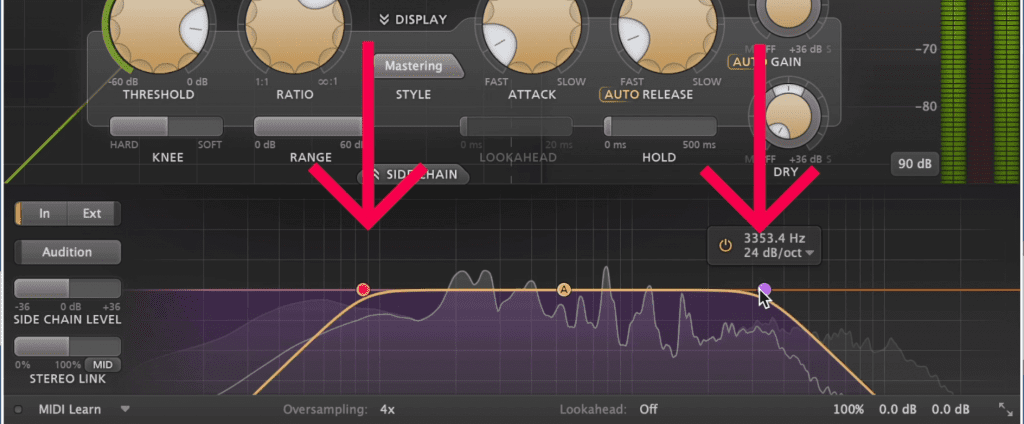 By using the internal side chain I was able to compress the mid range.