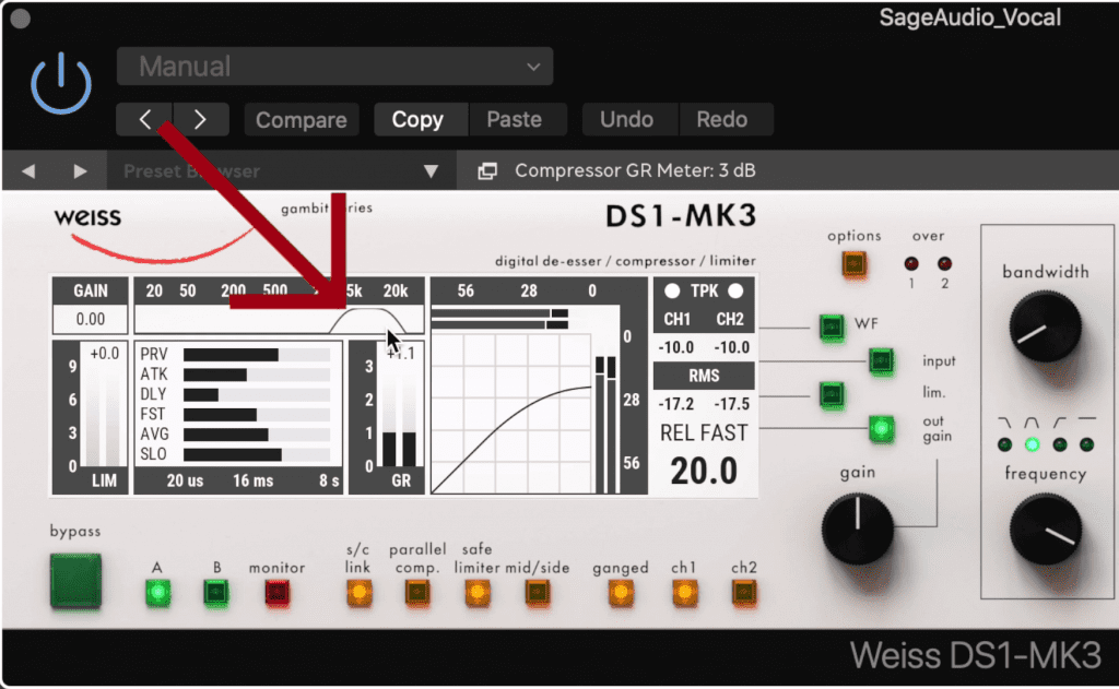 Notice the narrow bandwidth used for this compression.