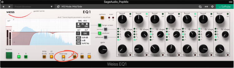 The EQ1 is used for subtractive equalization, in its linear phase mode.
