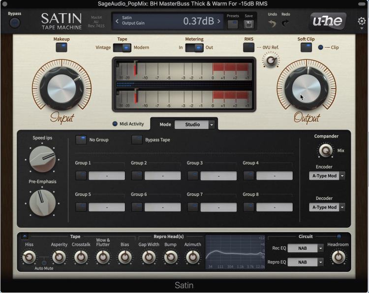 Satin is a comprehensive tape emulation plugin, perfect for mixing and mastering.