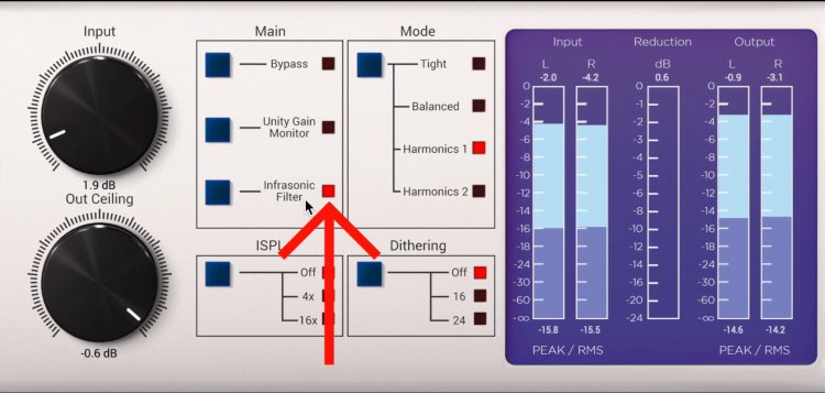 The infrasonic filter increases headroom without reducing perceivable signal.