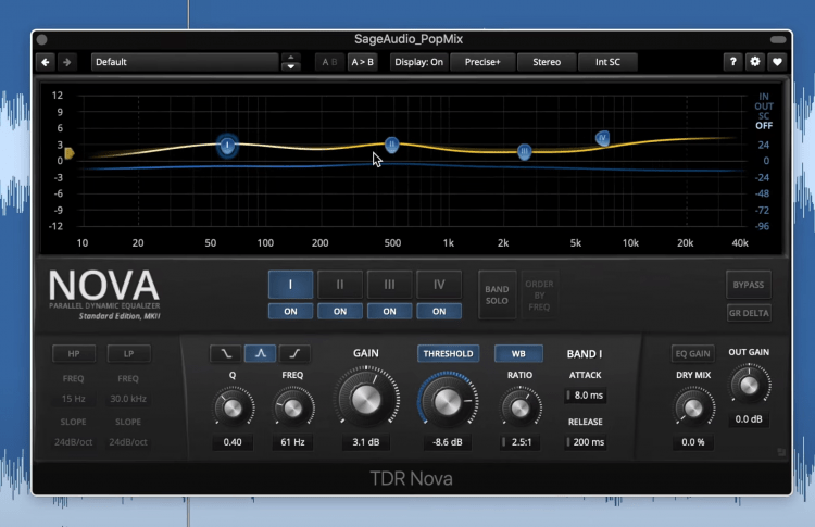 In the top window you can monitor and adjust your bands.