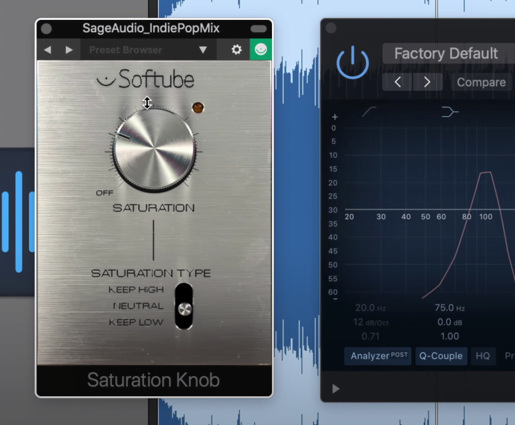 Increasing the main function increases compression and distortion.