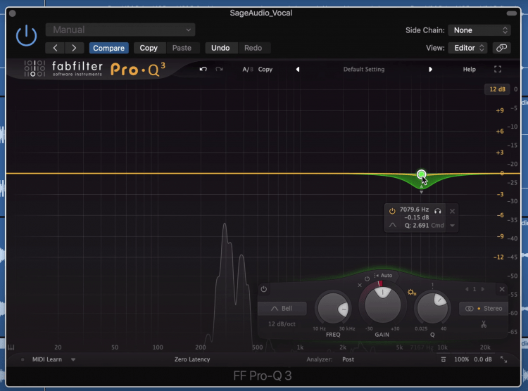 The range can be set by dragging the section underneath the dynamic band.