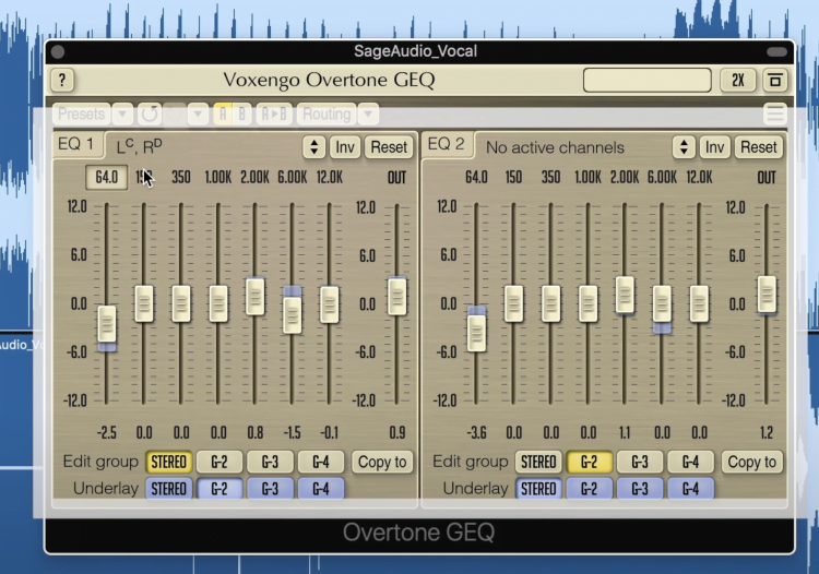 The signal is separated into left and right channels but can be kept mono.