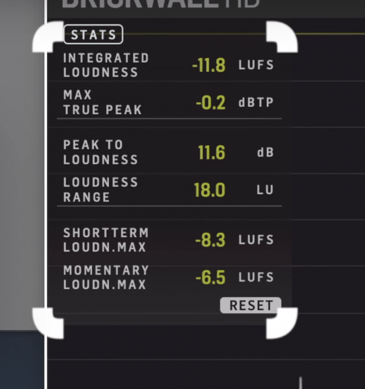 Loudness metering is available in the top left of the plugin.