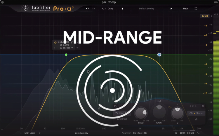 Insert an EQ and use 2 pass filters to isolate the mid range.