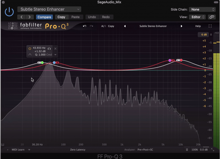 This preset very subtly expands the stereo width of a master.