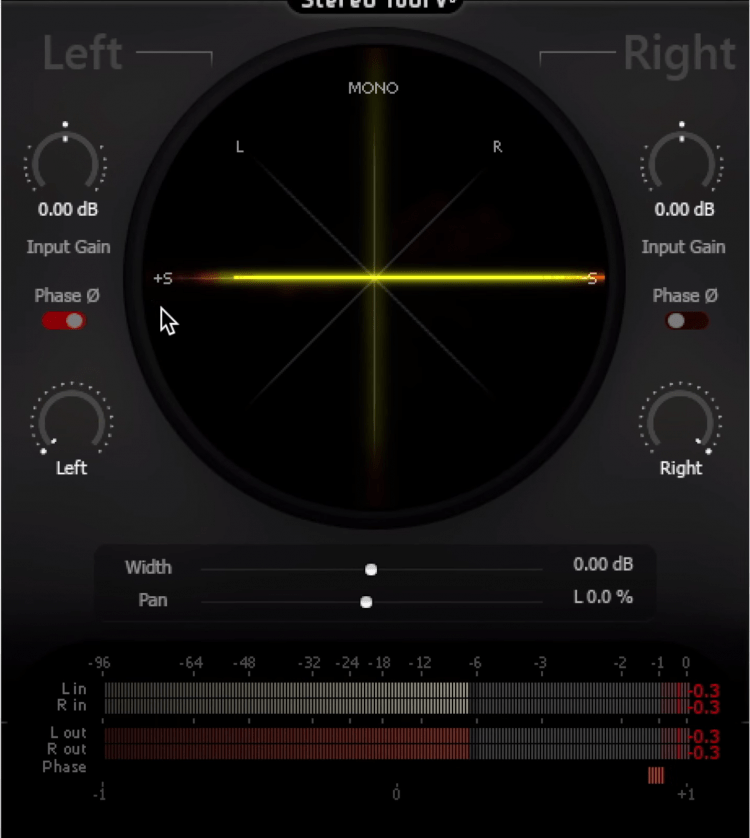 Notice that by inverting the signal sent to the side.