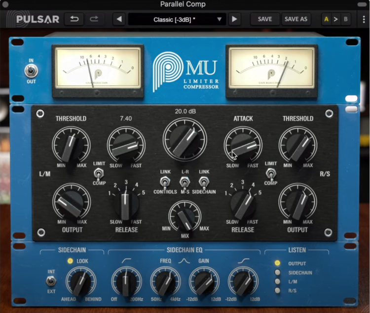 The compressor and settings that you choose greatly impact the sound of the parallel compression.