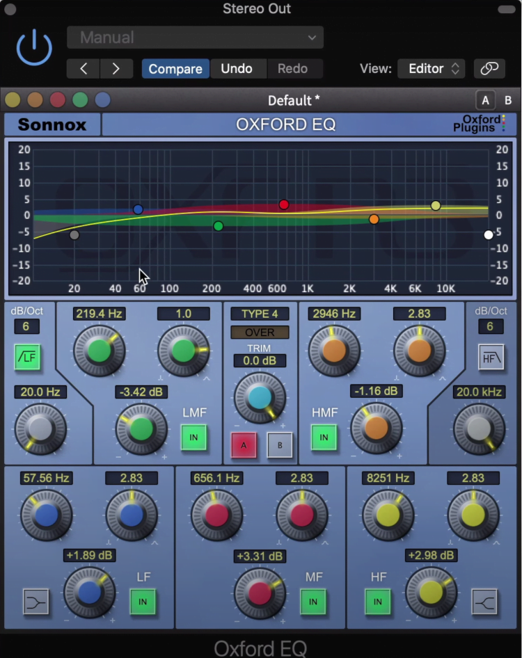 The plugin's curves can be altered between 4 different types.