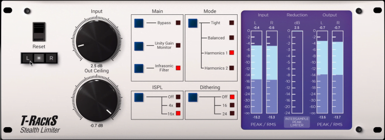 Stealth Limiter provides both transparency and slight distortion on the transients to make the signal pop.