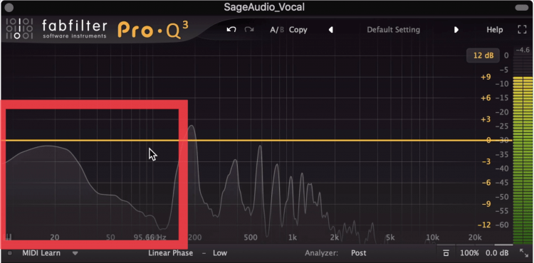 It's best to attenuate low frequencies below roughly 80Hz.