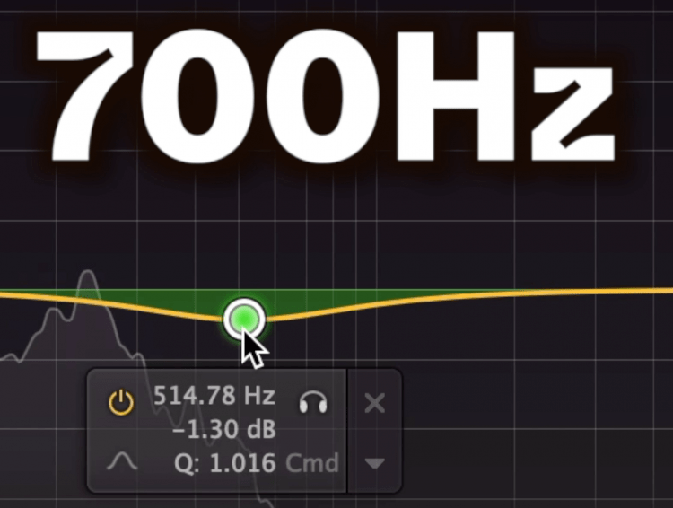 By attenuating 700Hz, you can cut out nasally sounding parts of the vocal.