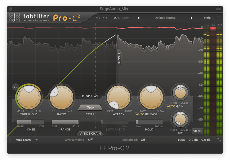 Use an optical setting on your compressor for a smooth sound.