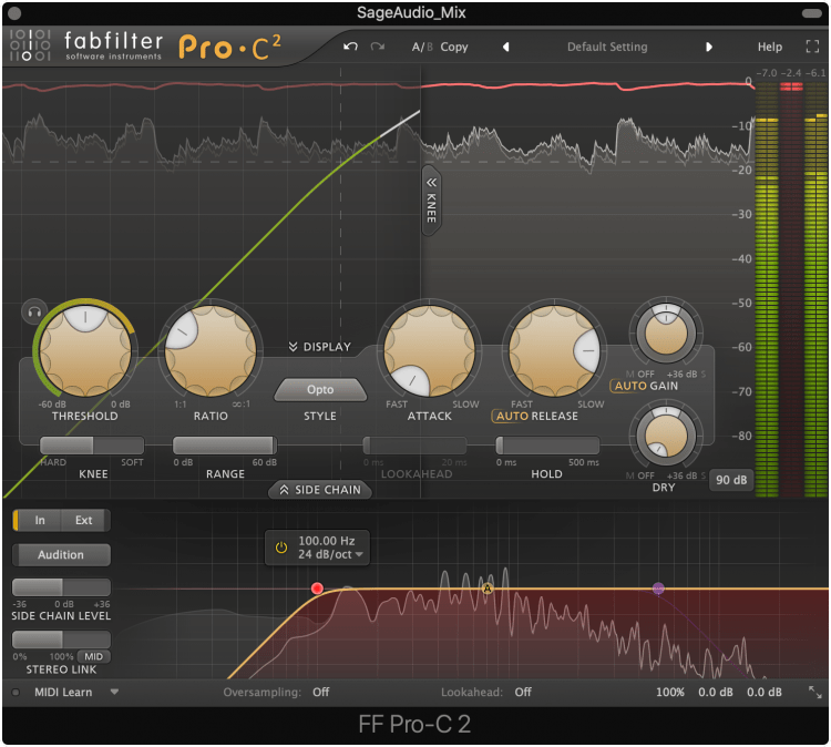 Use your side chain to lessen the effect of compression on low-frequencies.